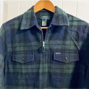 Lauren Ralph Lauren Green/ Blue  Plaid 100% Cotton Zip Up Shirt Jacket Size L